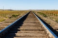 Transmongol Railway, single-track railway in steppe, Royalty Free Stock Photo