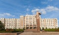 Transnistria parliament building and statue of Vladimir Lenin in Tiraspol