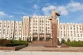 Transnistria parliament building and statue of Vladimir Lenin in Tiraspol