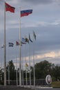 Transnistrian and russian flags in tiraspol