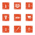 Transoceanic icons set, grunge style