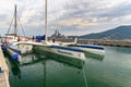 Transpacific Yacht Race Maserati in harbor of La Spezia, Liguria. Italy Royalty Free Stock Photo