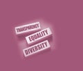 Transparency Equality diversity words on long wooden blocks on black background. Equality concept by gender, ethnicity