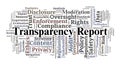 Transparency Report Word Cloud. Key Terms in Accountability and Data Governance Royalty Free Stock Photo