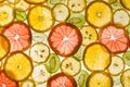 Transparency sliced fruits on white background Royalty Free Stock Photo