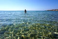 The transparency of the turquoise water of Kolimbithres beach on the island of Paros