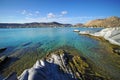 The transparency of the turquoise water of Kolimbithres beach on the island of Paros Royalty Free Stock Photo