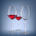 Transparency wine glass. Empty and full. 3d realism, vector icon.