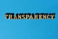 Transparency, word as banner headline