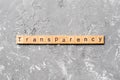 Transparency word written on wood block. transparency text on table, concept Royalty Free Stock Photo