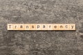 transparency word written on wood block. transparency text on table, concept Royalty Free Stock Photo