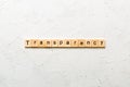 transparency word written on wood block. transparency text on table, concept Royalty Free Stock Photo