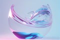 Transparent abstract glass. Curved wave ribbon in motion.