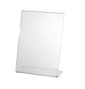 Transparent acrylic table stand display for menu isolated, white background Royalty Free Stock Photo