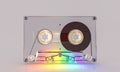 Transparent audio cassette with rainbow 3d Royalty Free Stock Photo