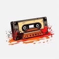 Transparent audio cassette tape on white background. AI Generated Royalty Free Stock Photo