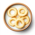 A transparent background featuring a bowl of cereal with milk, image Royalty Free Stock Photo