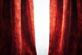 A transparent background image of a red stage curtain, opened and photographed Royalty Free Stock Photo