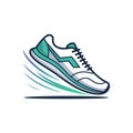 Transparent background White and Teal Running Shoe with Blue Green Speed Lines sneaker sport Royalty Free Stock Photo