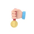 Transparent Backgrounds Mock-up.Businessman hand holding winner medal, competition winner concept. Royalty Free Stock Photo