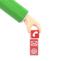 Transparent Backgrounds Mock-up.3d hand stacking three contact symbols,