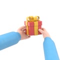 Transparent Backgrounds Mock-up.3d render. Festive clip art isolated on white background. hands hold gift box