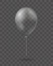 Transparent balloon with string. Celebration round holiday filled with helium with shiny inflatable gradient.