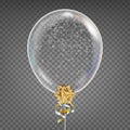 Transparent Balloon Vector. Snowflake. Gold Bow. Shiny Clean Ballon In The Air. Party Decoration For Festival, Birthday Royalty Free Stock Photo