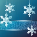 Transparent banner with snowflake ornaments