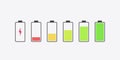 transparent battery icon set on white back