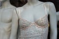 transparent beige nighty on mannequin in a fashion store showroom Royalty Free Stock Photo