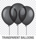 Transparent black vector ballons.