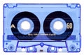 Transparent blue audio cassette isolated