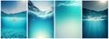 Blue underwater backgrounds with sunlight. AI generative
