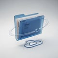 Transparent Blue Folder with Documents and Orbiting Ring Symbolizing Cloud Storage file Royalty Free Stock Photo
