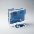 Transparent Blue Folder Icon with Cloud Symbol and Orbiting Ring file document Royalty Free Stock Photo