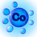 Transparent blue mineral cobalt pills on blue background. Mineral and vitamin complex. Healthy life concept. 3d