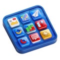 Transparent Blue Phone Interface, A 3D Rendering of Colorful App Icons Royalty Free Stock Photo