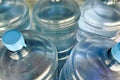 Transparent Blue Plastic barrels contain stack Royalty Free Stock Photo