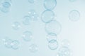 Transparent Blue Soap Bubbles Background. Soap Suds Bubbles Water Royalty Free Stock Photo