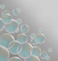 Transparent blue soap bubbles on gray Royalty Free Stock Photo