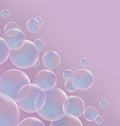 Transparent blue soap bubbles on pink Royalty Free Stock Photo