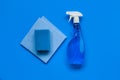 Blue set for spring cleaning in the house. Royalty Free Stock Photo