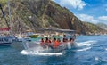 Transparent boat trour to Arch of Cabo San Lucas, El Arco, close to Playa Amantes, Lovers Beach known as Playa Del Amor