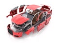 Transparent body car and interior parts Royalty Free Stock Photo