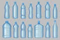 Transparent bottles. Realistic plastic containers for liquid products empty clean bottles for beverages decent vector Royalty Free Stock Photo