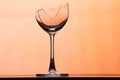 Transparent broken wineglass Royalty Free Stock Photo