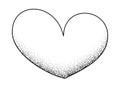 Transparent bubble line art heart shape with stippled shadow