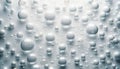 Transparent bubbles of different sizes floating on white background, abstract clean water and freshness concept for Royalty Free Stock Photo