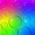 Transparent bubbles float across a vibrant gradient background transitioning from Royalty Free Stock Photo